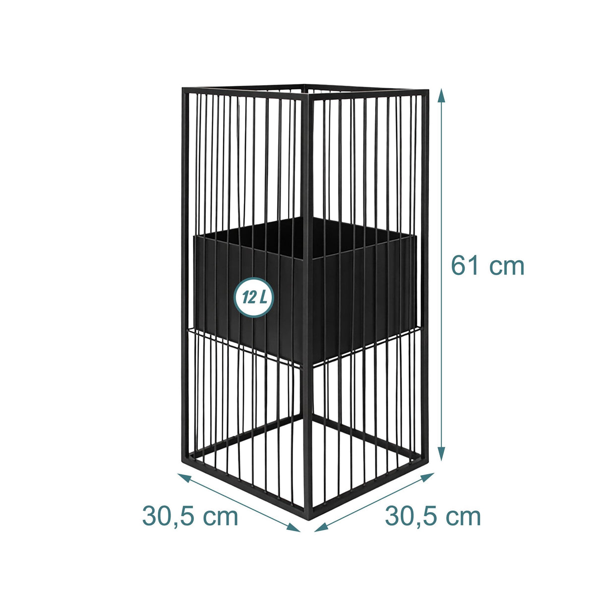 Black Iron Plant Stand, 61 cm – Modern Lattice Design