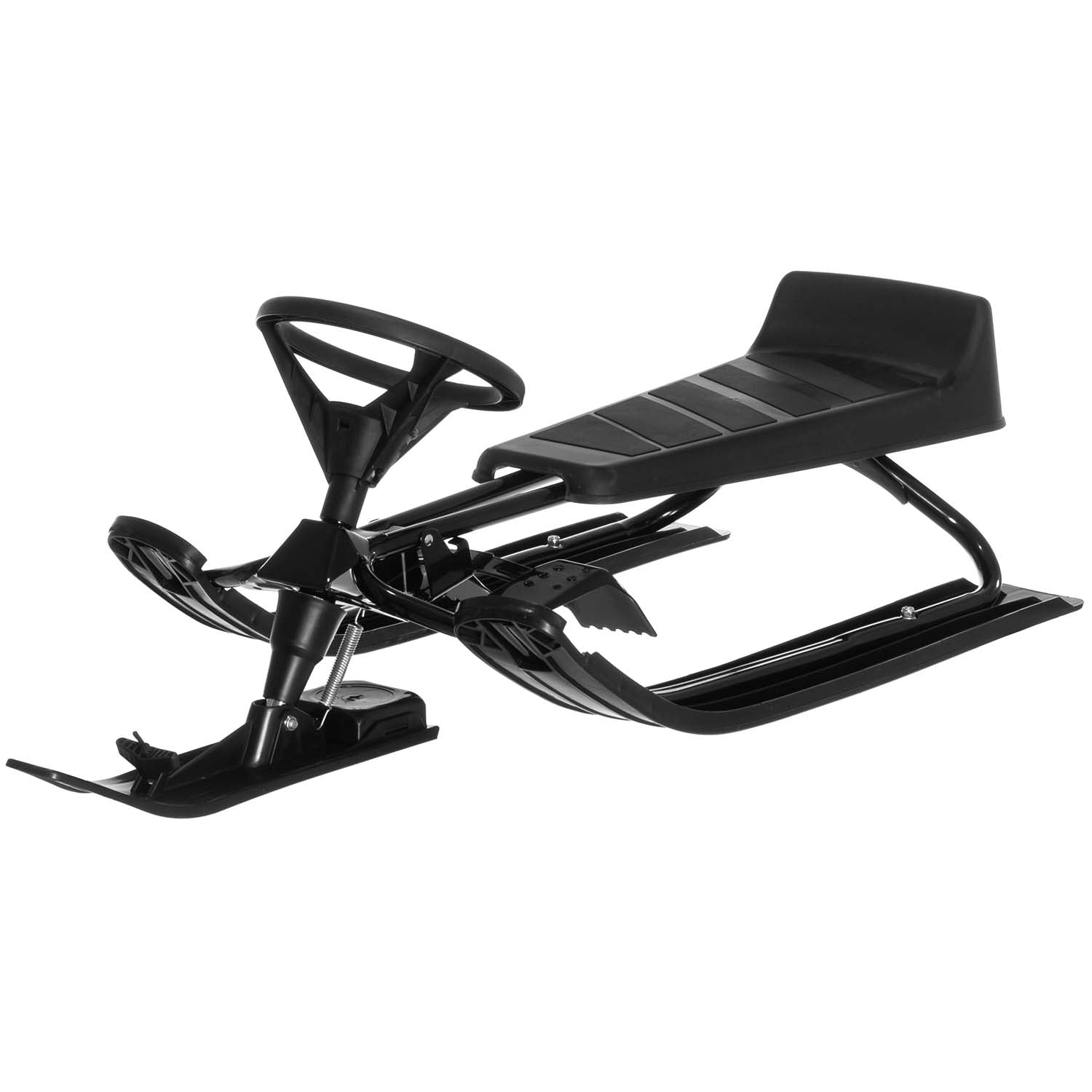 Black Kids Sled, Durable HDPE Plastic, Auto Retractable Rope
