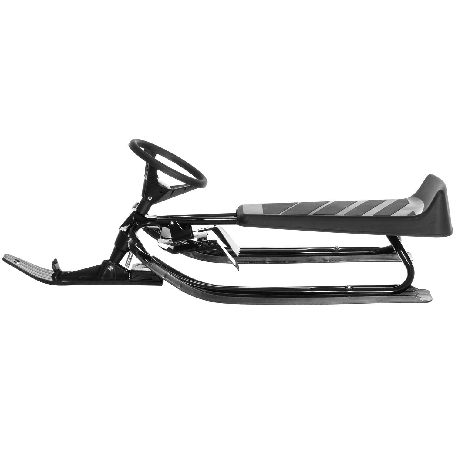 Black Kids Sled, Durable HDPE Plastic, Auto Retractable Rope