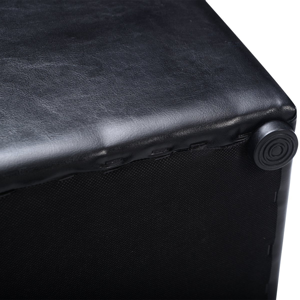 Black Leather Storage Ottoman, 40x40x40cm, Easy-Clean