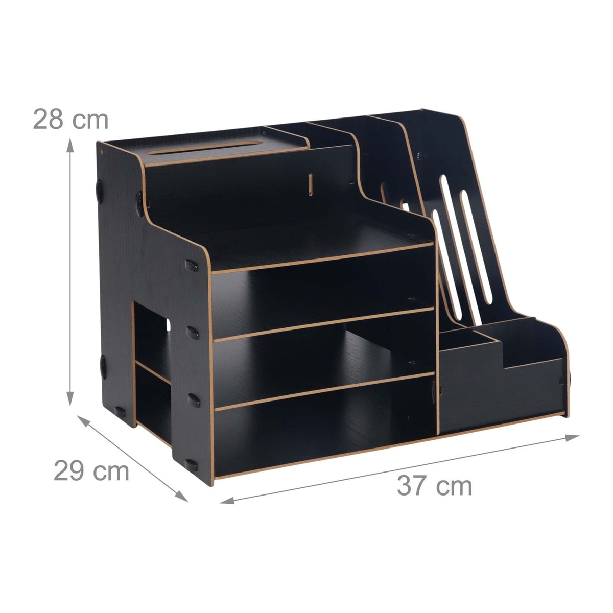 Black MDF Document Organiser with File Holder