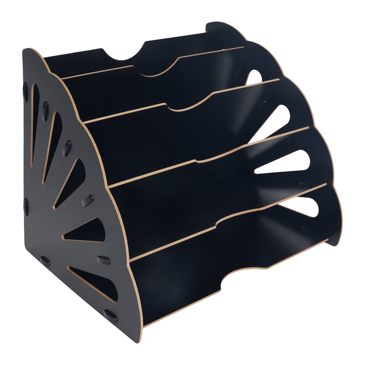 Black MDF Letter Tray with 5 Angled Slots, A4 Size