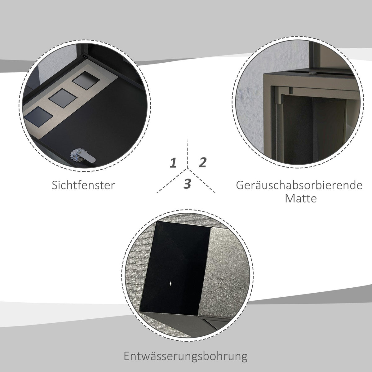 Black Mailbox With Newspaper Compartment, Metal, Viewing Window, 2 Keys, Water-Repellent, 36.5X11.5X29Cm