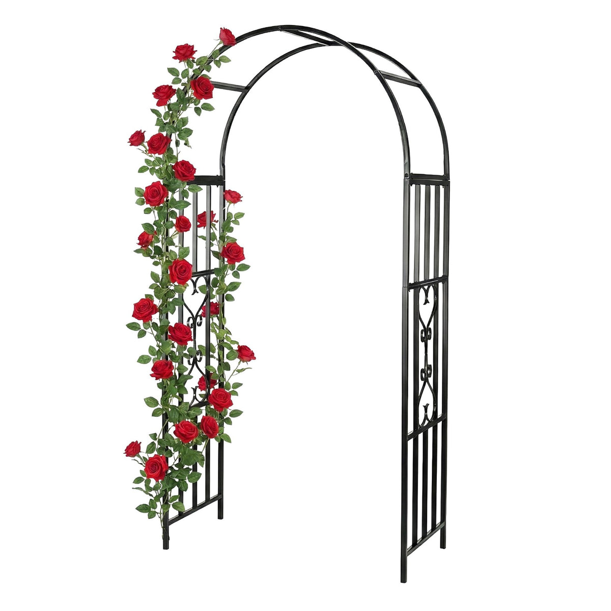 Black Metal Garden Arbour with Heart Motif