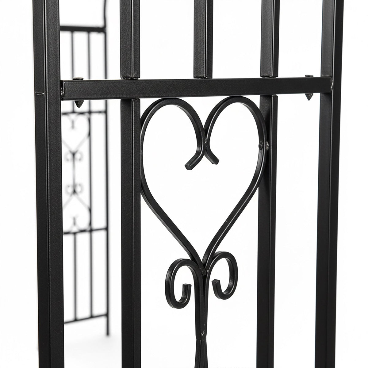 Black Metal Garden Arbour with Heart Motif