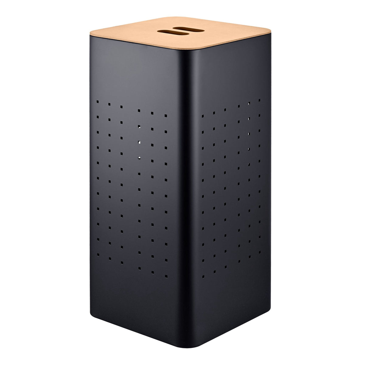 Black Metal Laundry Bin with Lid – 70L Capacity