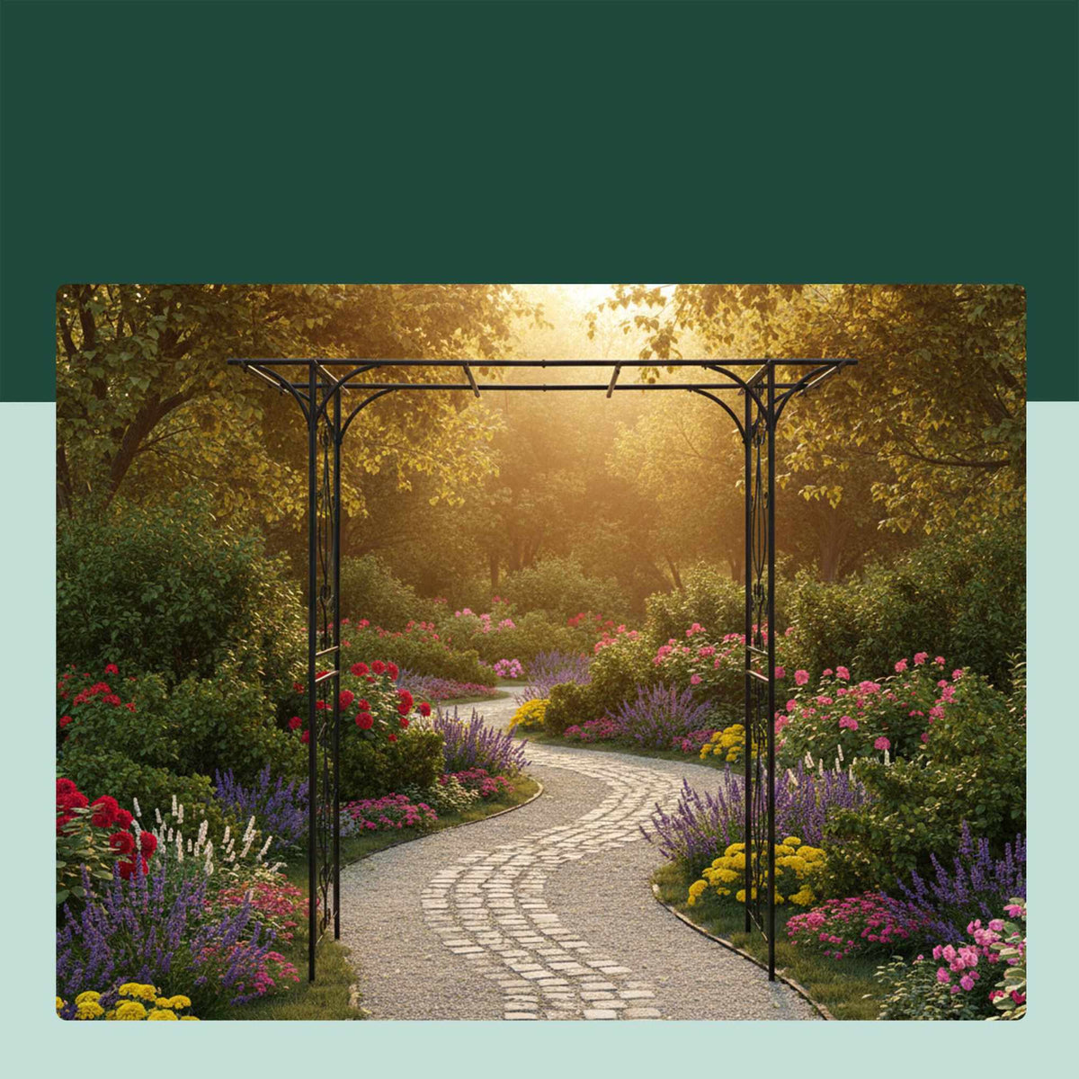Black Metal Rose Arch for Garden Pathways