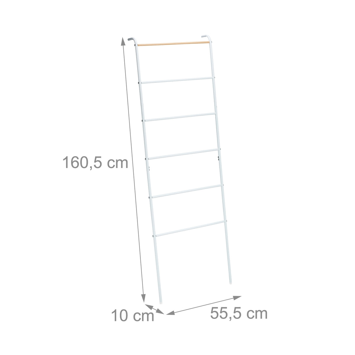 Black Metal Towel Ladder Rack with 6 Rungs