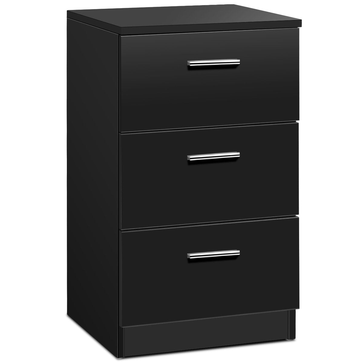 Black Nightstand with 3 Drawers, 38 x 67 x 35 cm