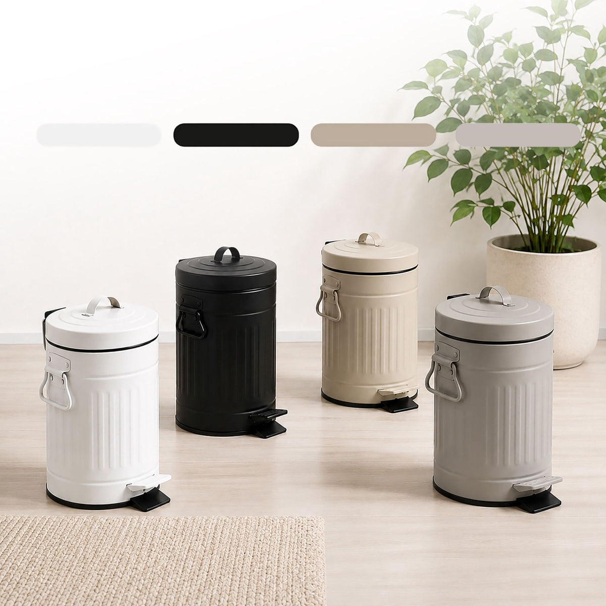 Black Retro 3L Bathroom Pedal Bin with Soft-Close Lid