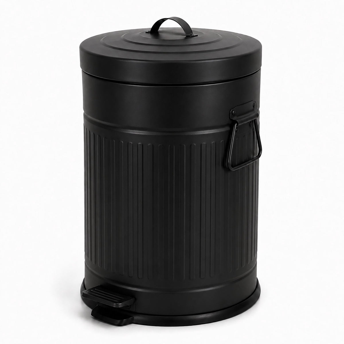 Black Retro Pedal Bin, 20L Capacity, Soft-Close Lid