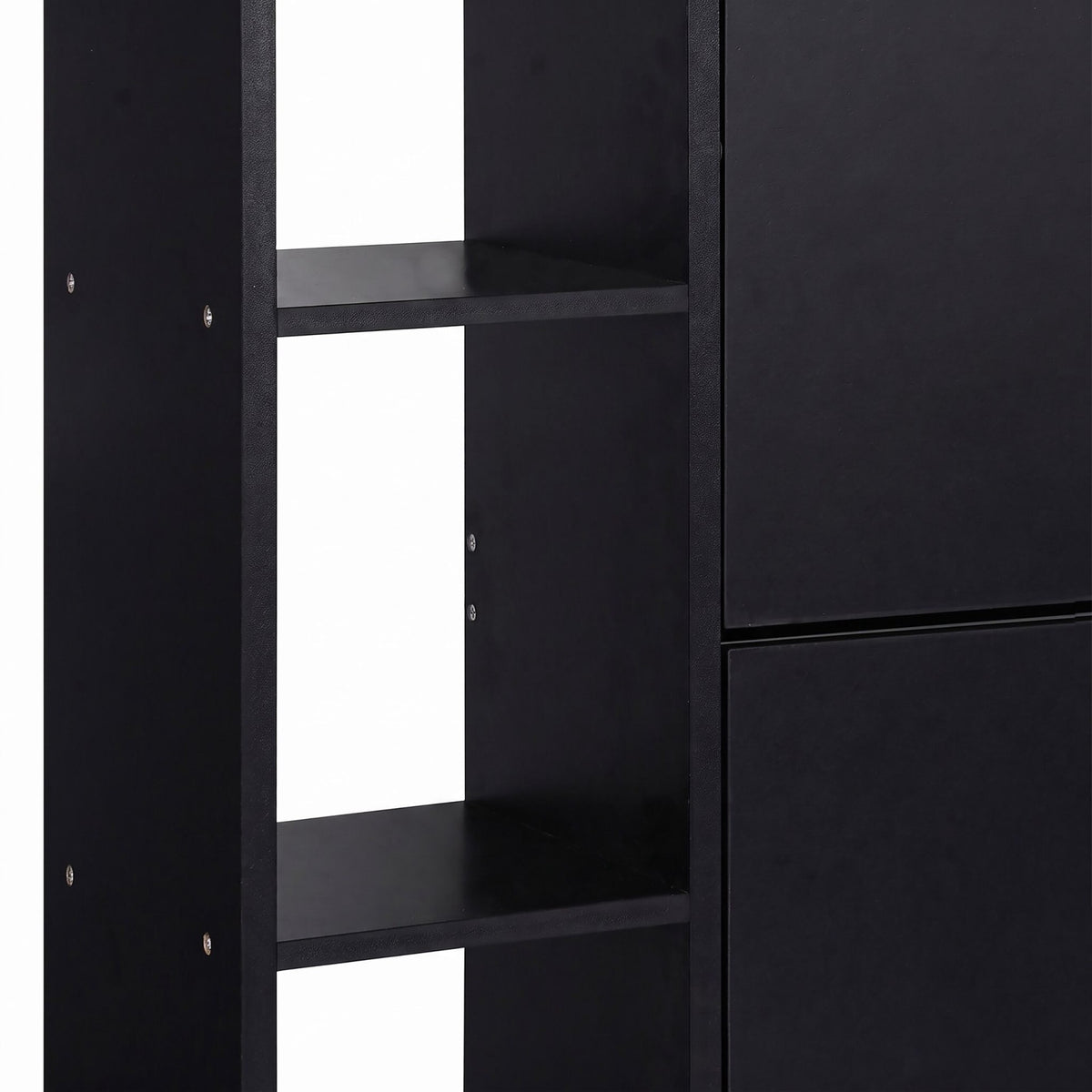 Black Shoe Cabinet with 2 Flaps – Compact Hallway Storage