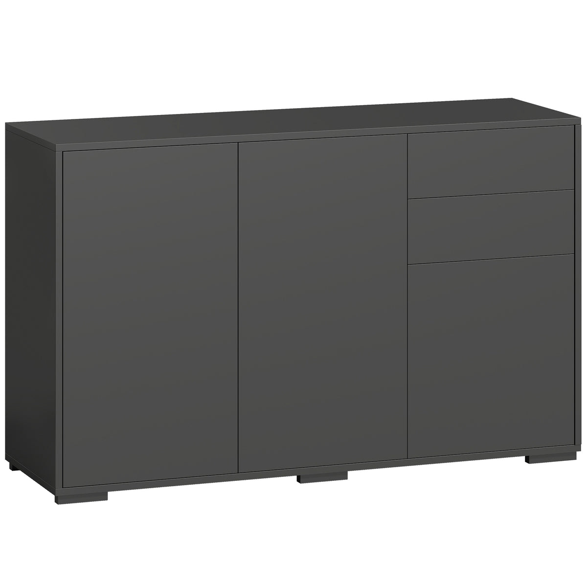 Black Sideboard with 2 Drawers, Push-Click, 117x36x74 cm