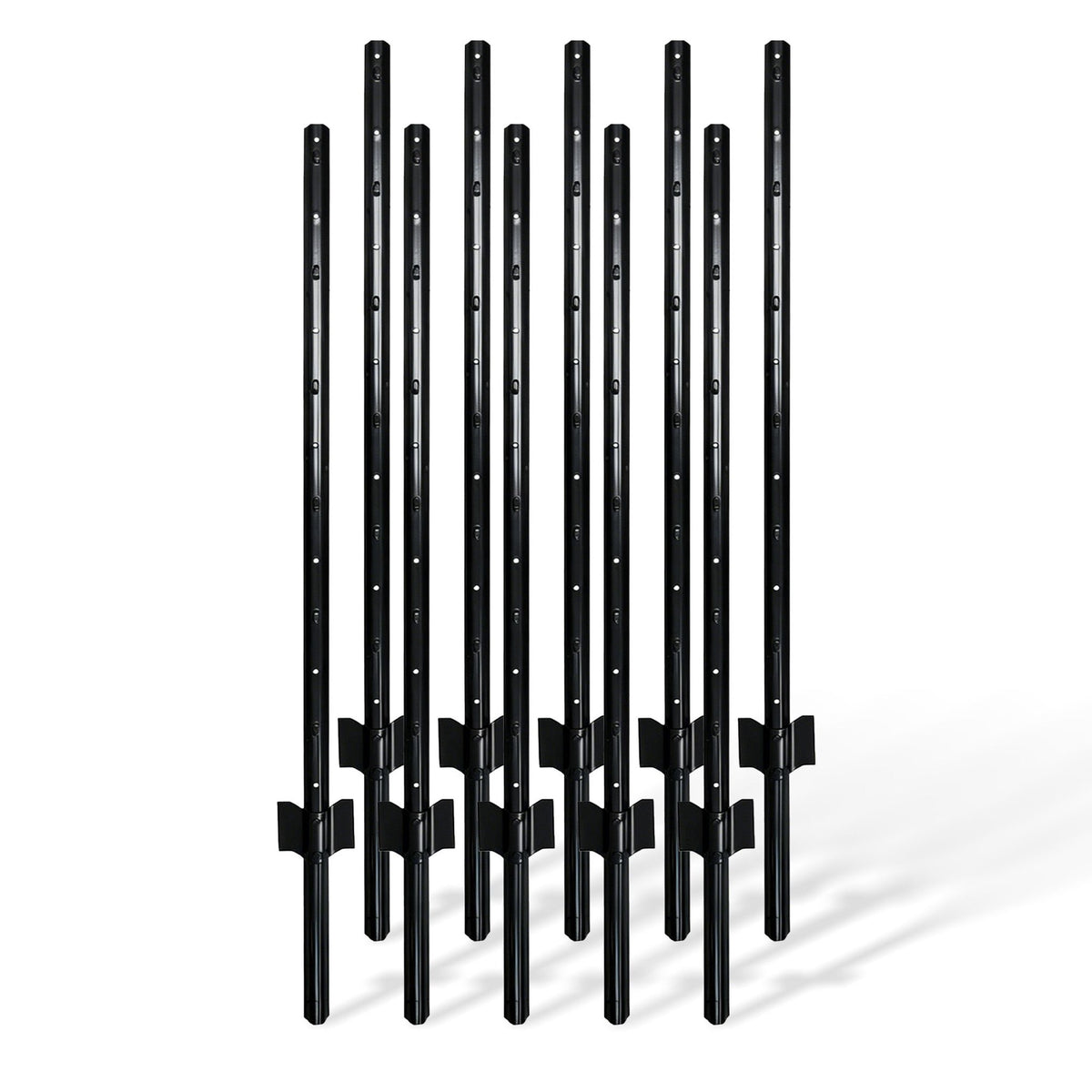 Black Steel Fence Posts, 90 cm, Set of 10