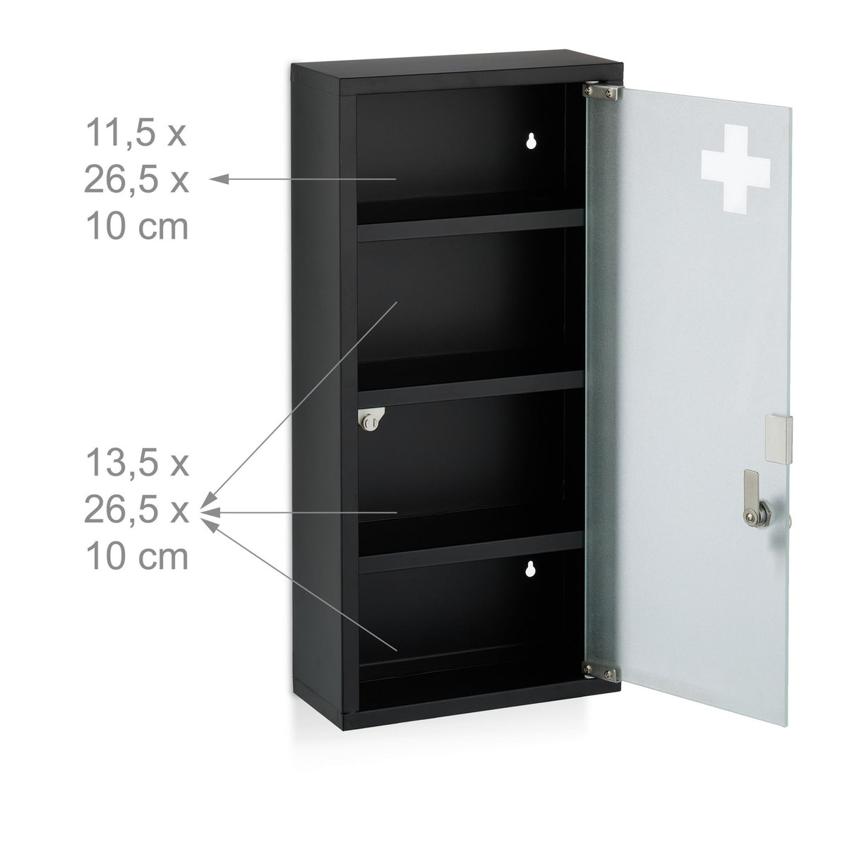 Black Steel Medicine Cabinet with Lockable Glass Door