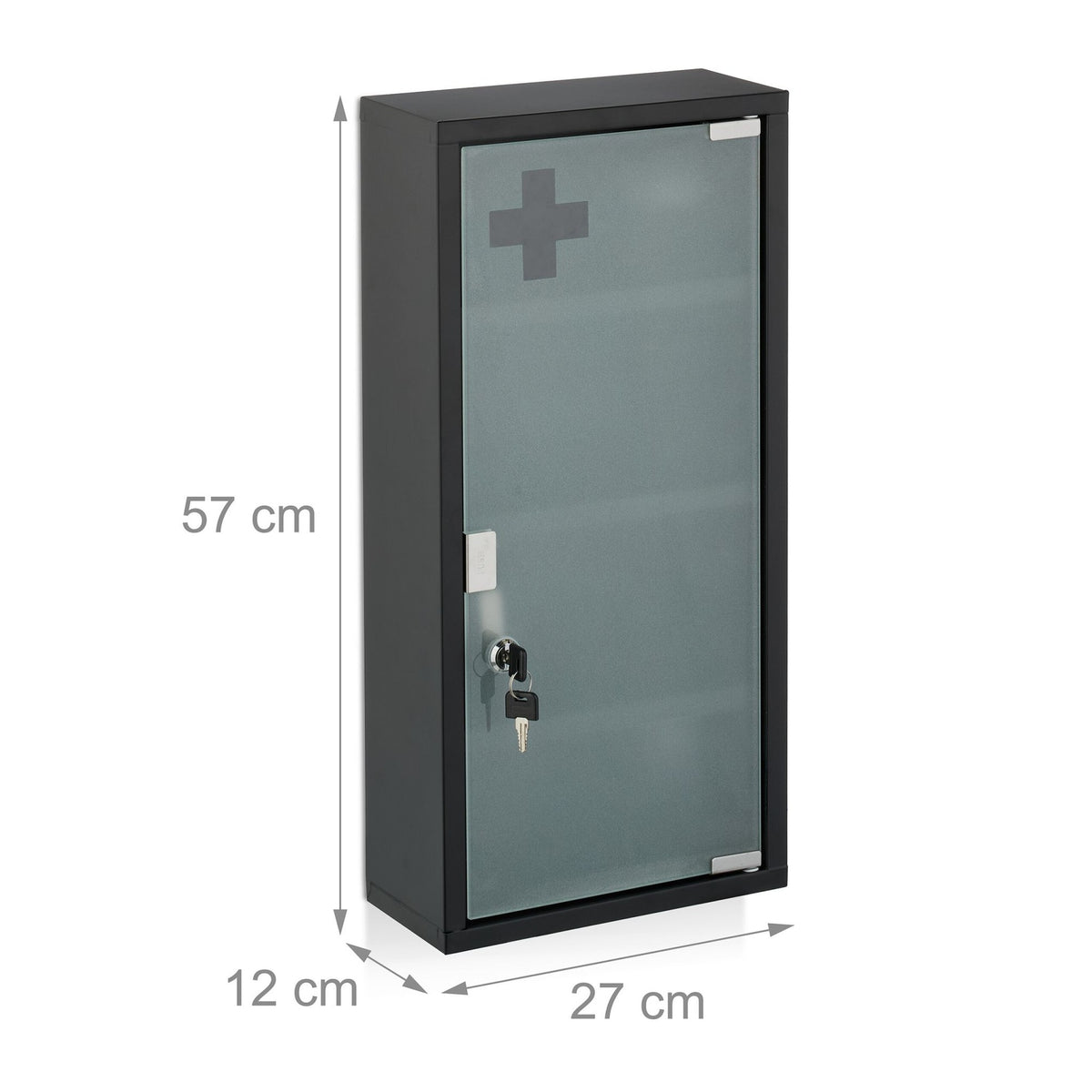 Black Steel Medicine Cabinet with Lockable Glass Door