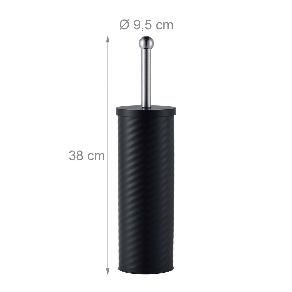 Black Toilet Brush & Holder with Stainless Steel Handle