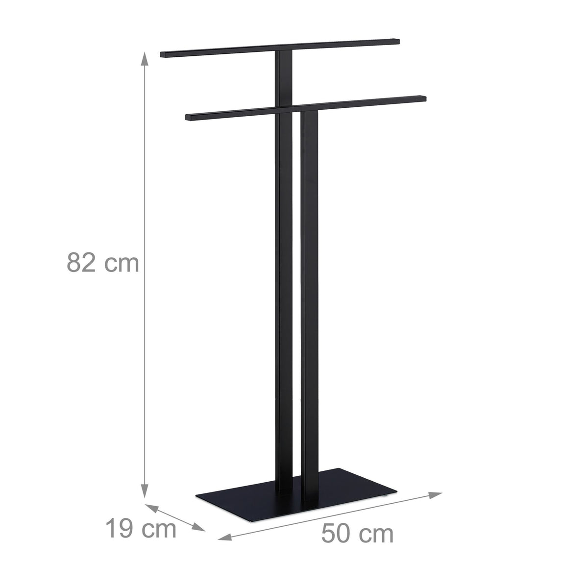 Black Towel Rack with 2 Bars