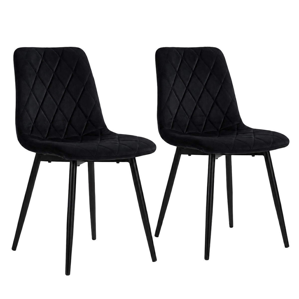 Black Velvet Dining Chairs, Set of 2, Upholstered