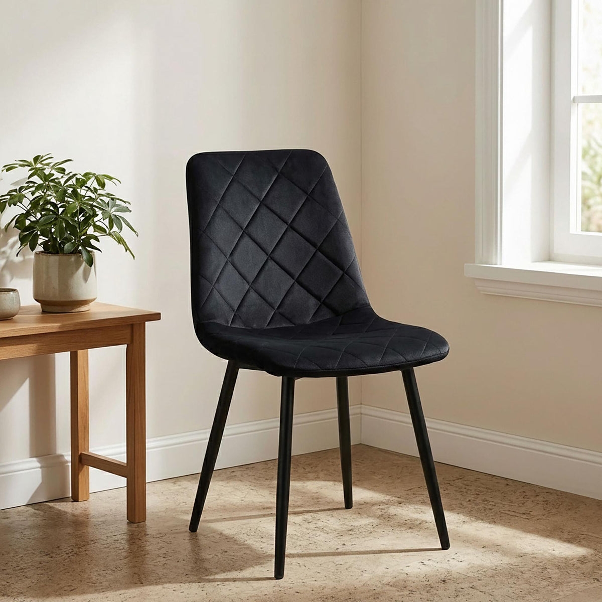 Black Velvet Dining Chairs, Set of 4 – Modern Upholstered Seats