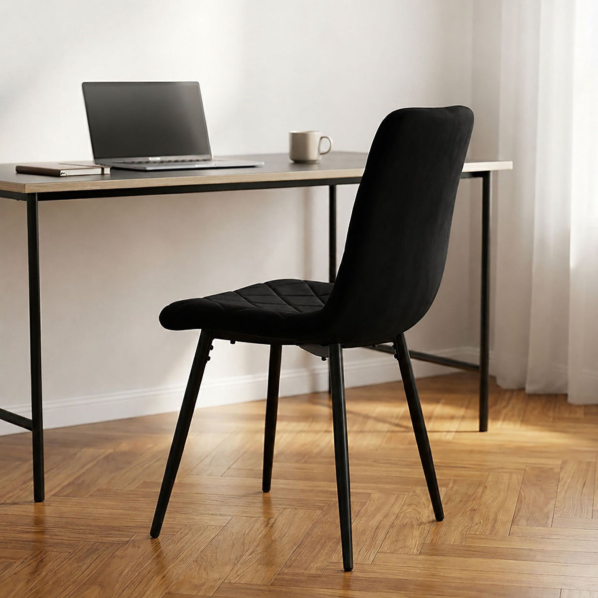 Black Velvet Dining Chairs, Set of 4 – Modern Upholstered Seats