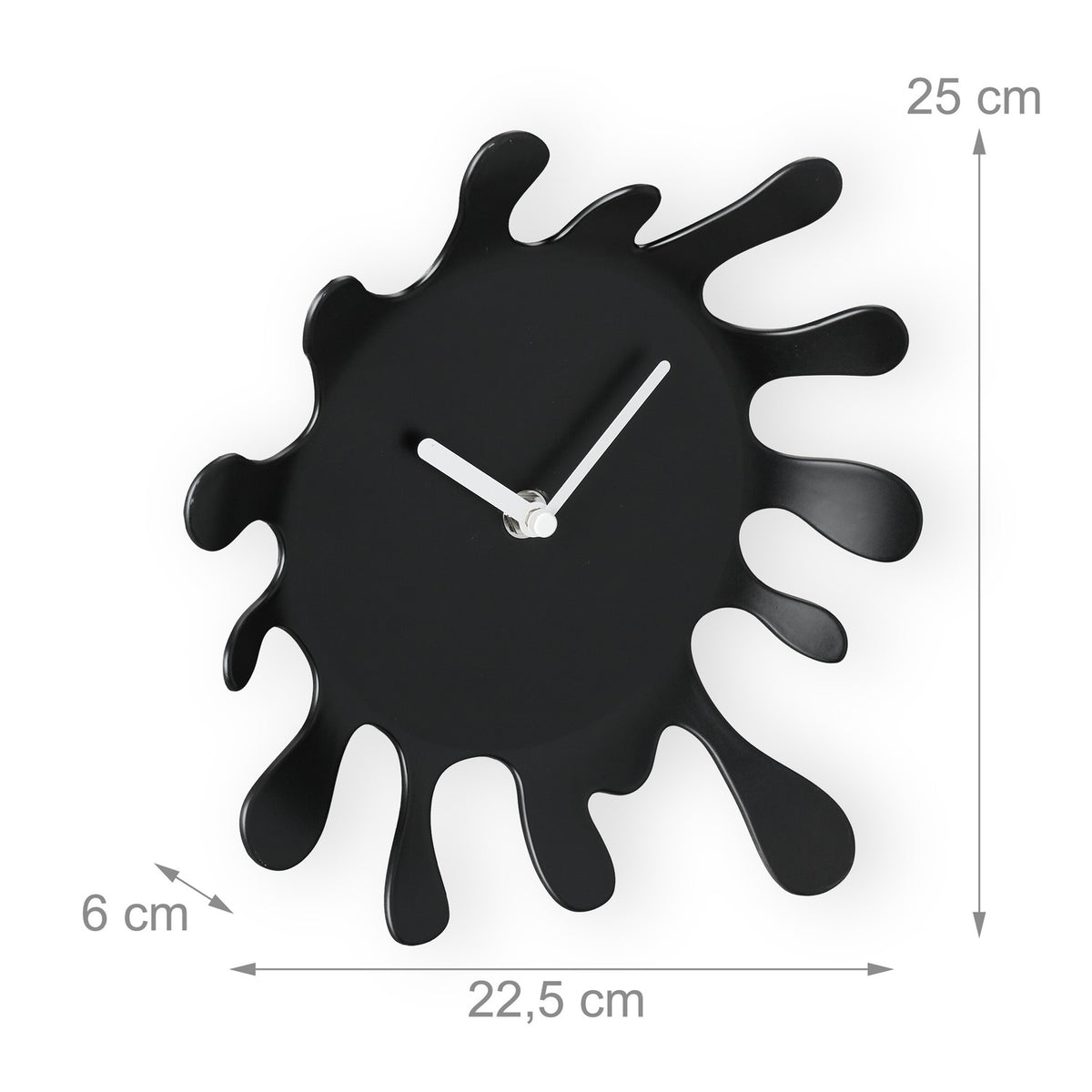 Black Wall Clock, Unique Splash Shape Design