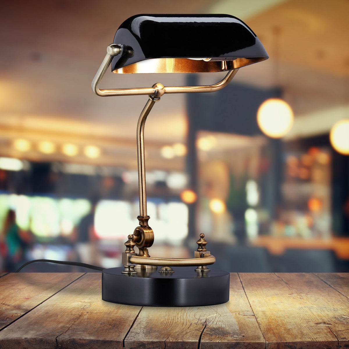 Black banker lamp