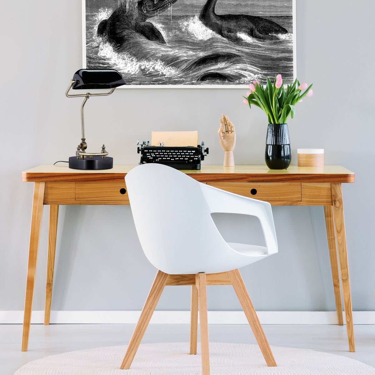 Black banker lamp