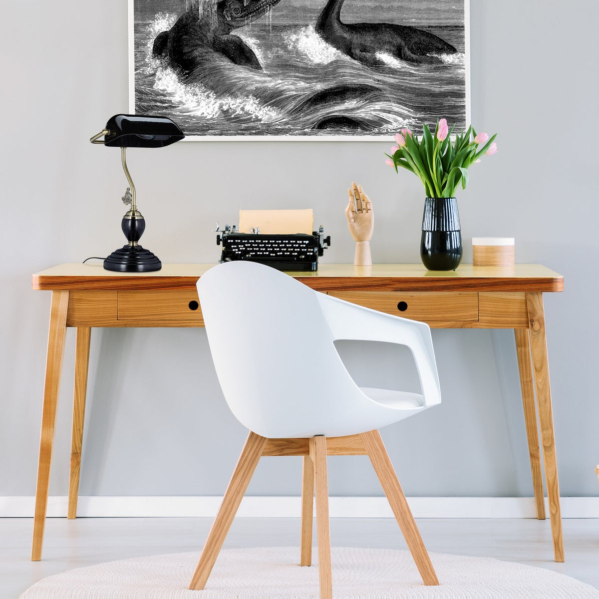 Black banker lamp