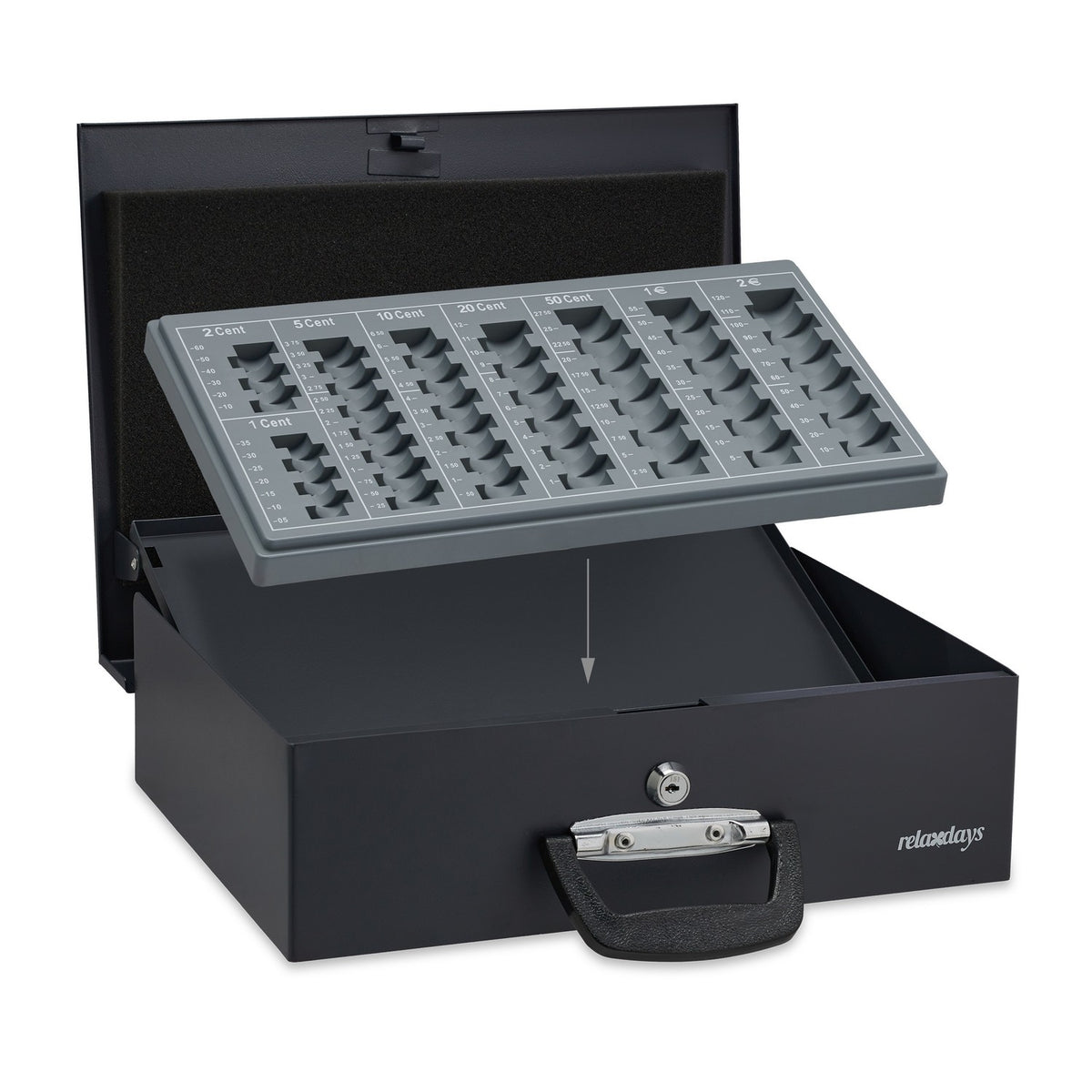 Black cash box with 2 keys