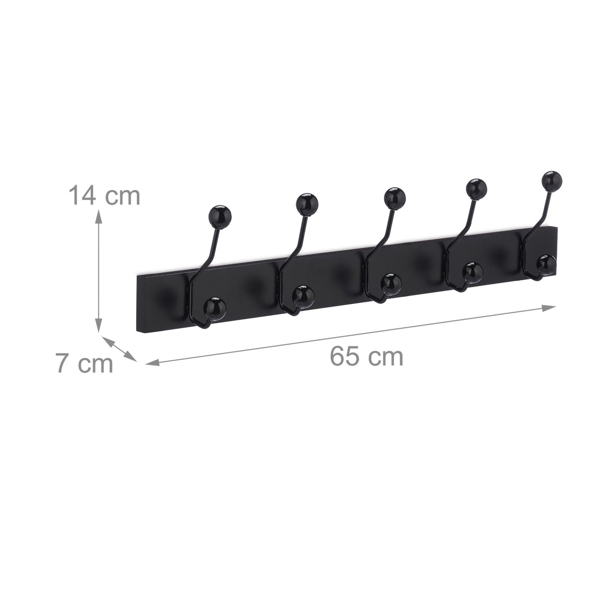 Black coat hanger with 5 hooks