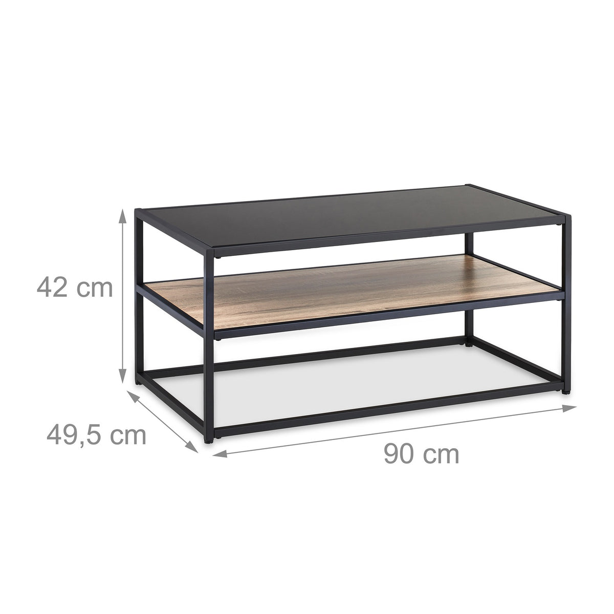 Black coffee table with glass top