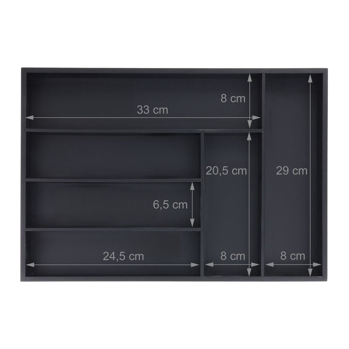 Black cutlery tray 6 compartments