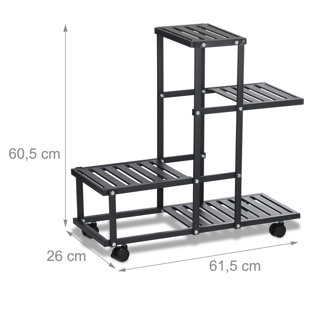 Black flower stand with wheels