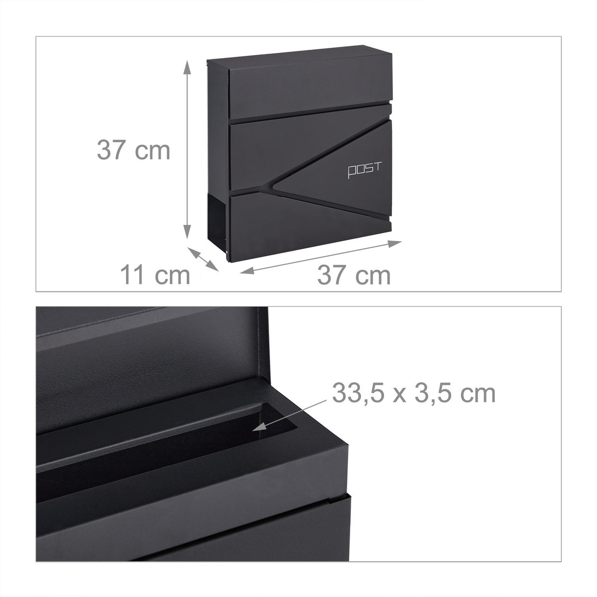Black mailbox with newspaper holder