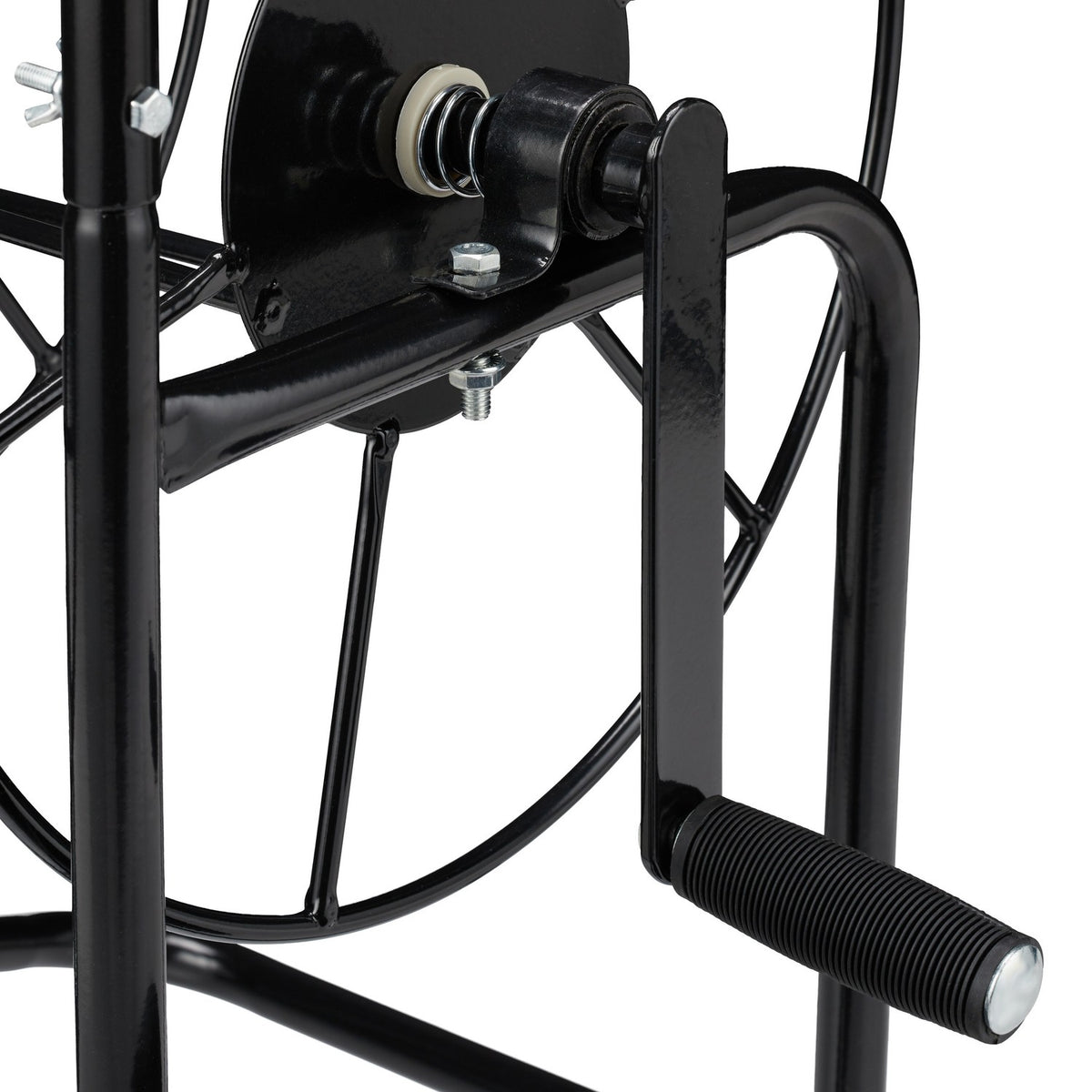 Black metal hose reel