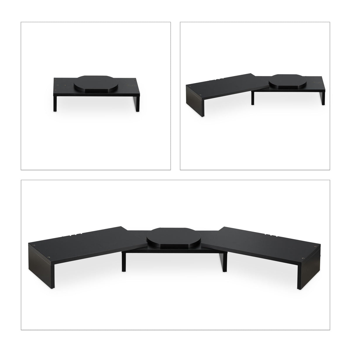 Black monitor stand for 2 monitors