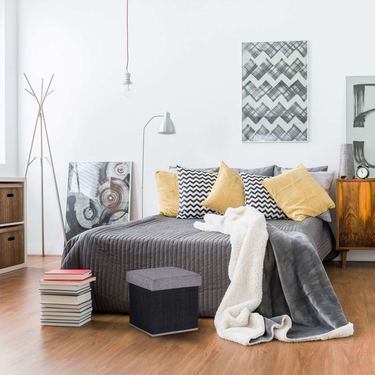 Black stool with storage space