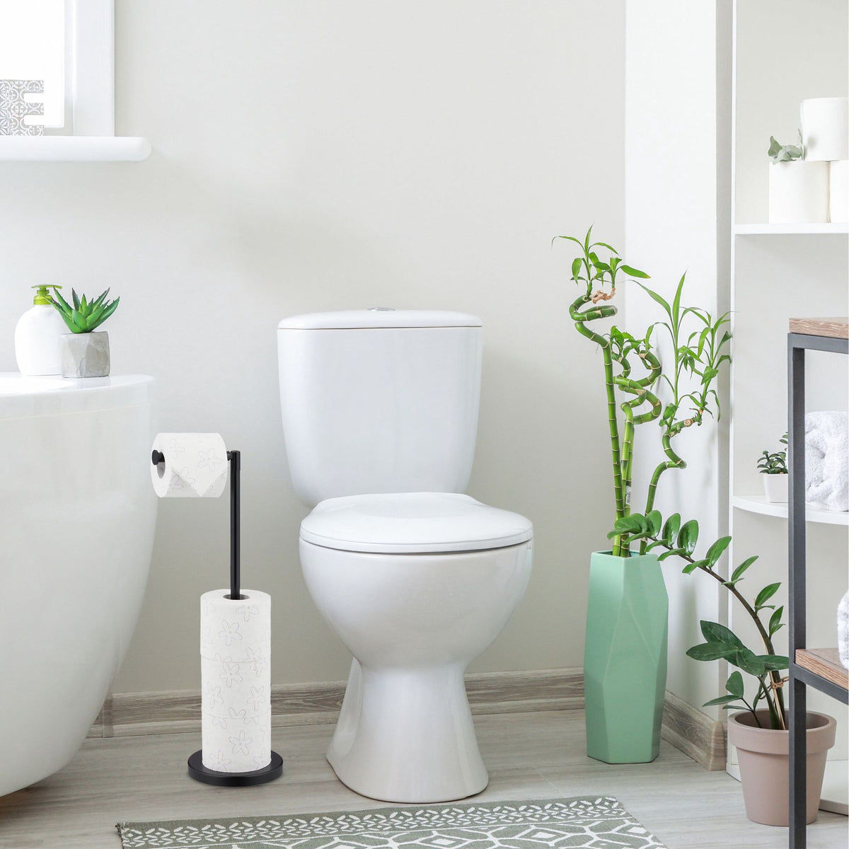 Black toilet paper holder