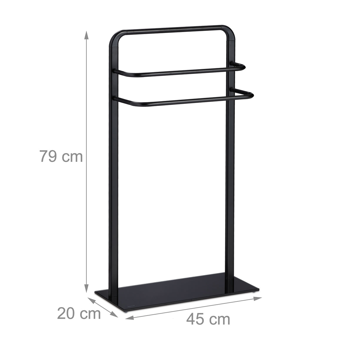 Black towel hanger with 3 bars