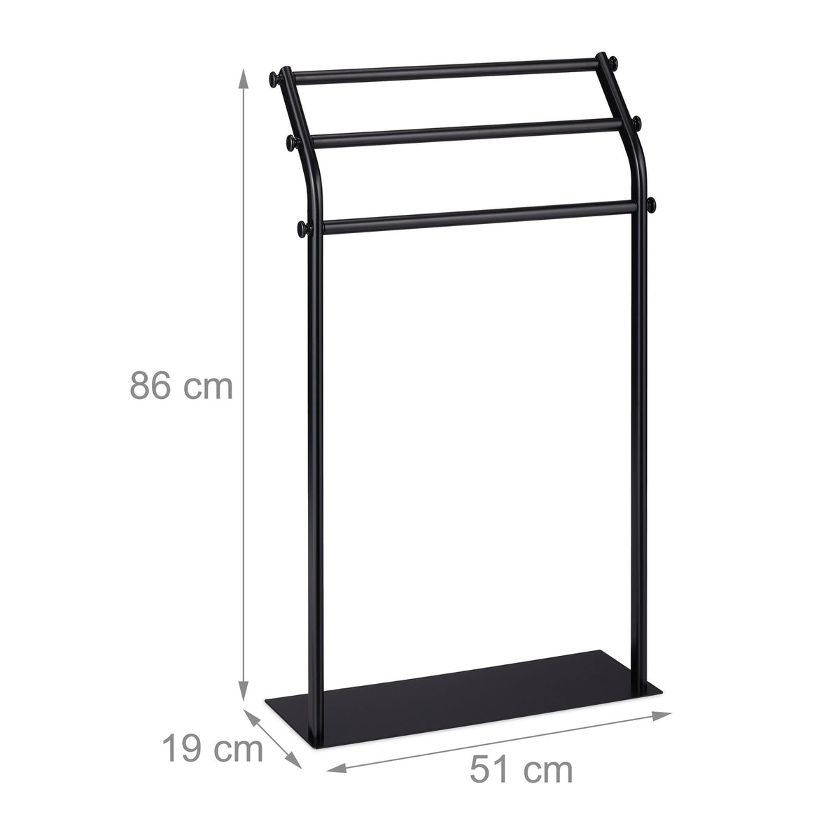 Black towel rack with 3 bars