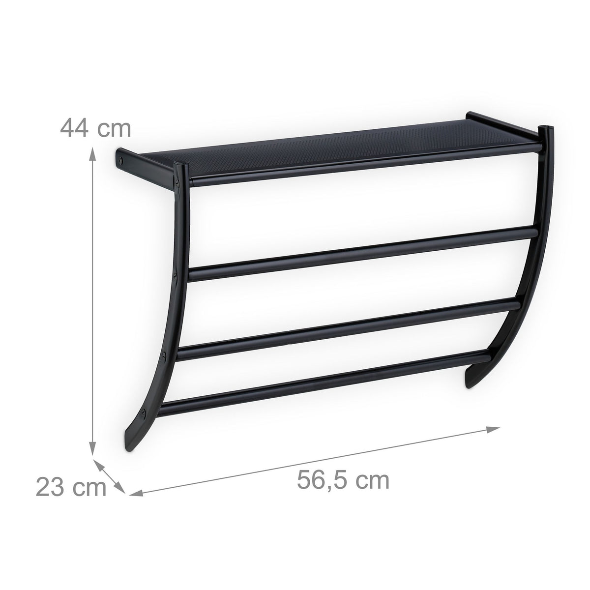 Black towel rail for the wall