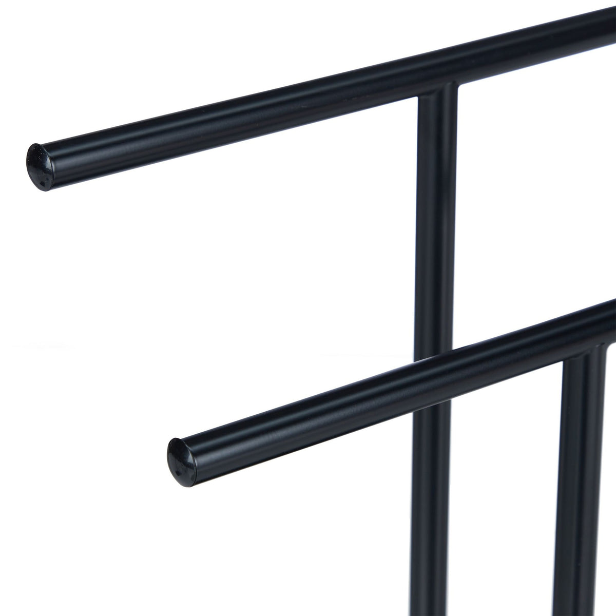 Black towel stand with 2 rails