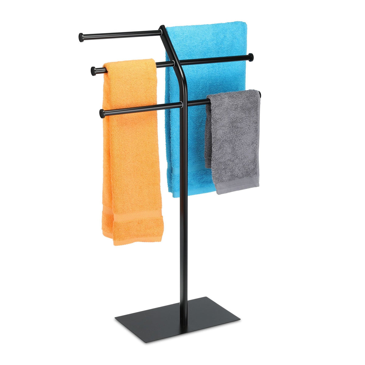 Black towel stand with 3 rails
