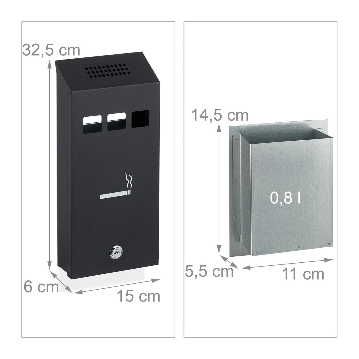 Black wall ashtray