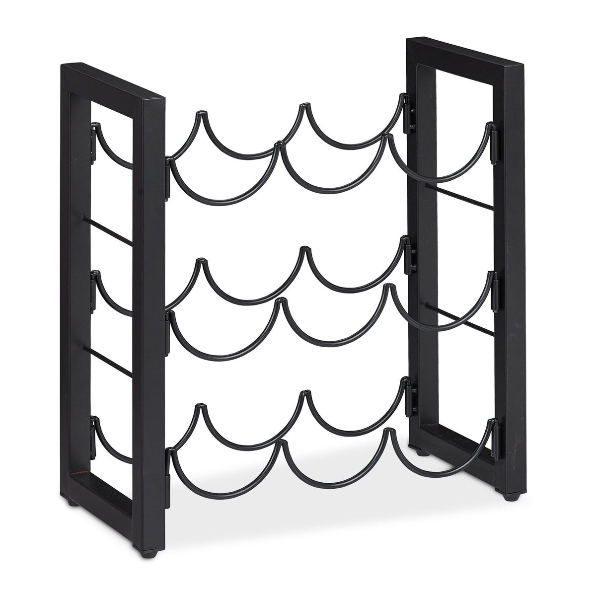 Black wine rack for 9 bottles