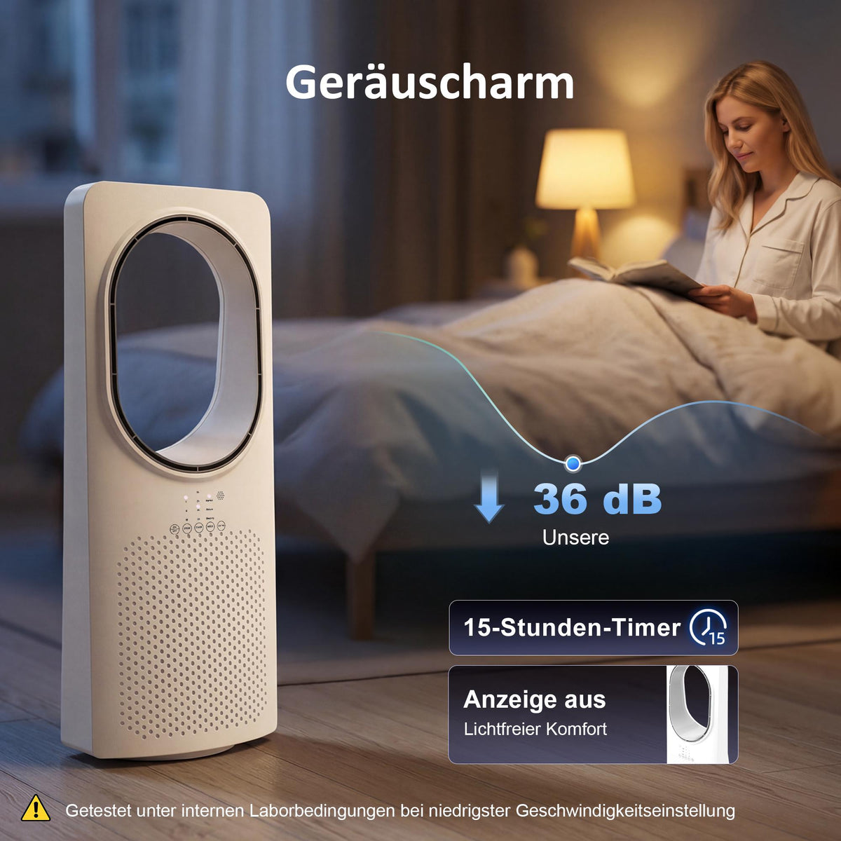 Bladeless Tower Fan, 36 dB, 45 Oscillation, 15h Timer