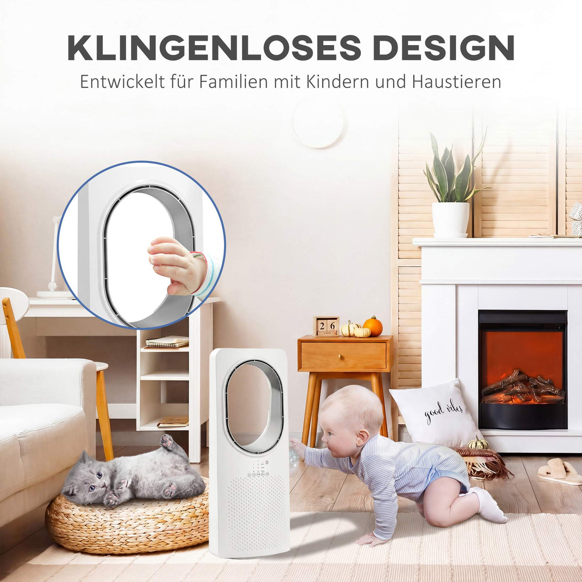 Bladeless Tower Fan, 36 dB, 45 Oscillation, 15h Timer