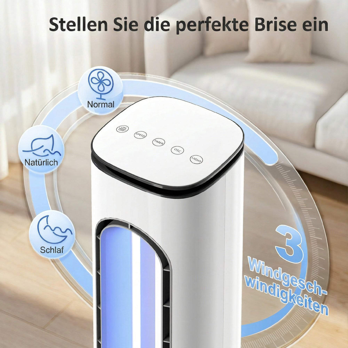 Bladeless Tower Fan with 15-Hour Timer, Quiet 35 dB, White