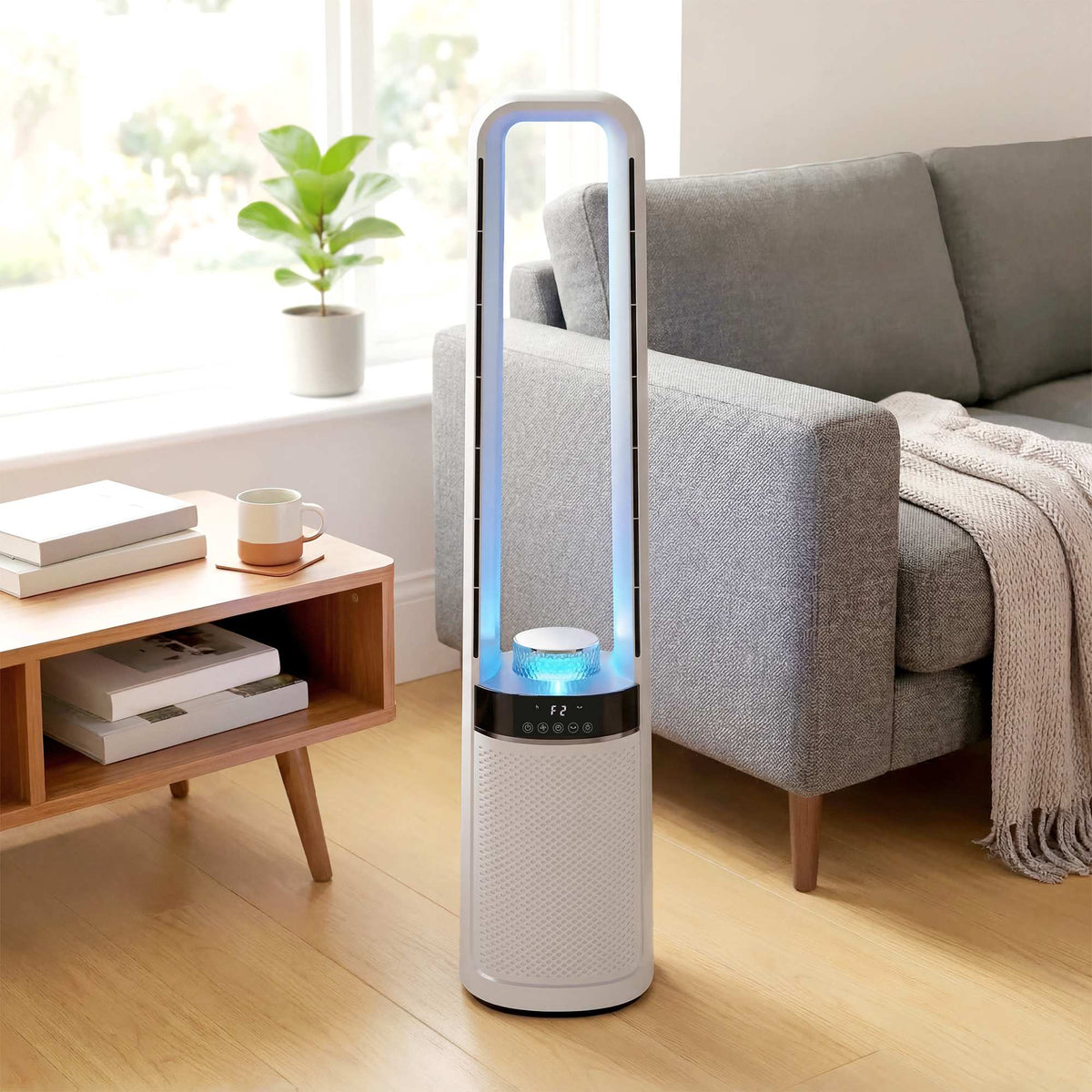 Bladeless Tower Fan with Remote, 45 Oscillation, Timer